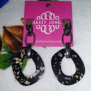 Zaria Luxe Dangles - Black Mixed Metals